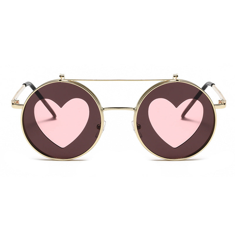 Wholesale PC Love Retro Round Double Layer Sunglasses